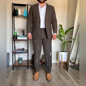 Brooks Brothers Brown Wool Herringbone Suit